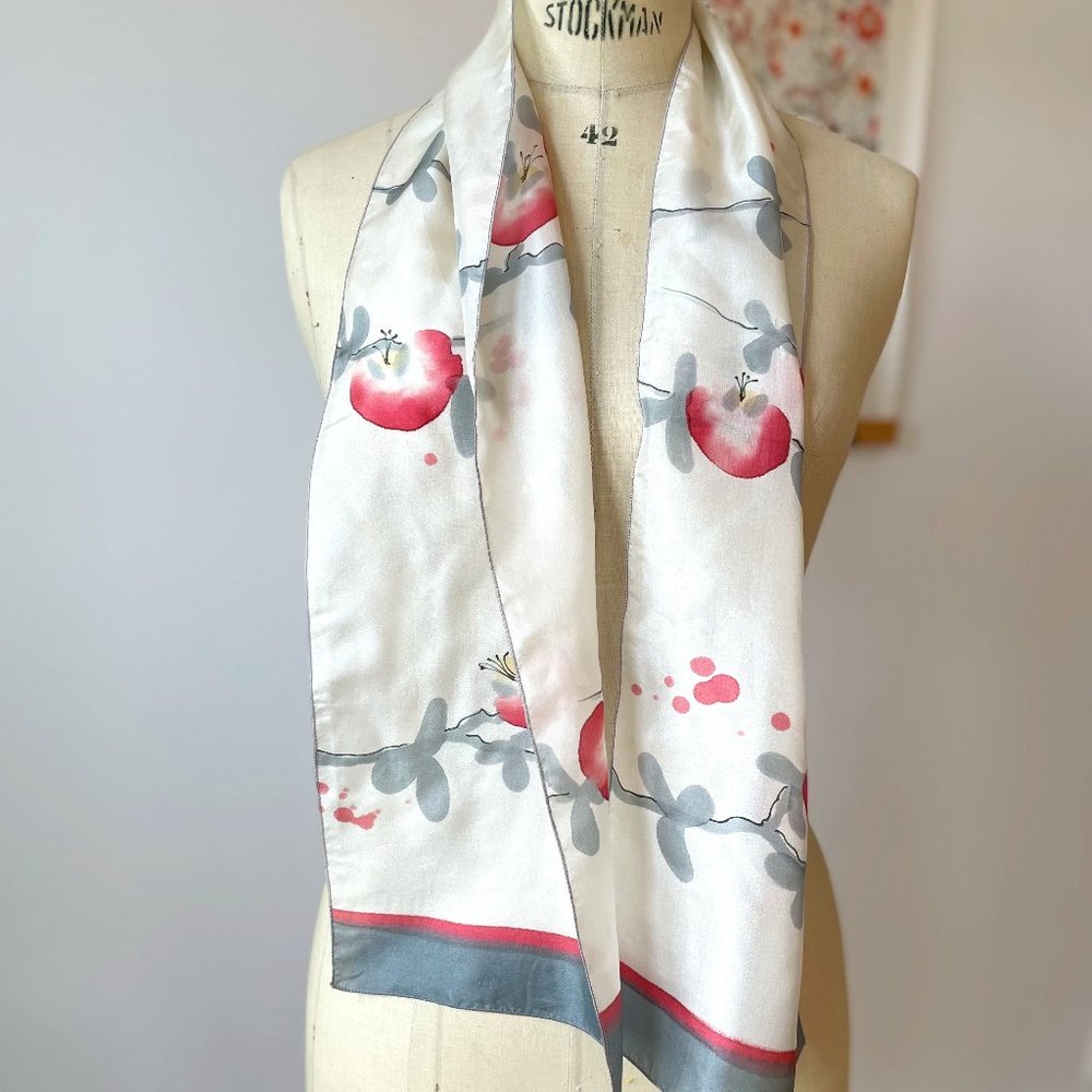 Vintage Hand Painted Silk Scarf - Signed